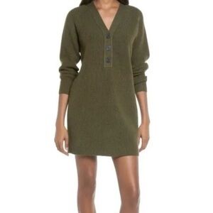 Madewell Wool Blend Olive Green Sweater Dress NWT